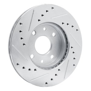 Kia Spectra Brake Rotor (1) - Front Right - R1 Concepts - Drilled & Slotted - Silver - `94-`00